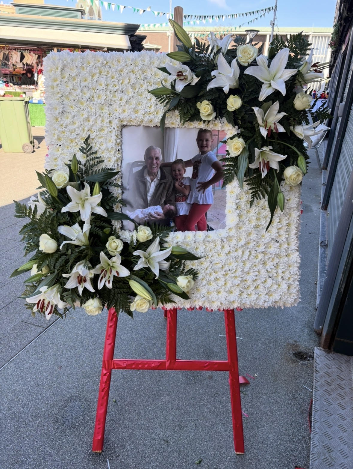 Large photo tribute on stand