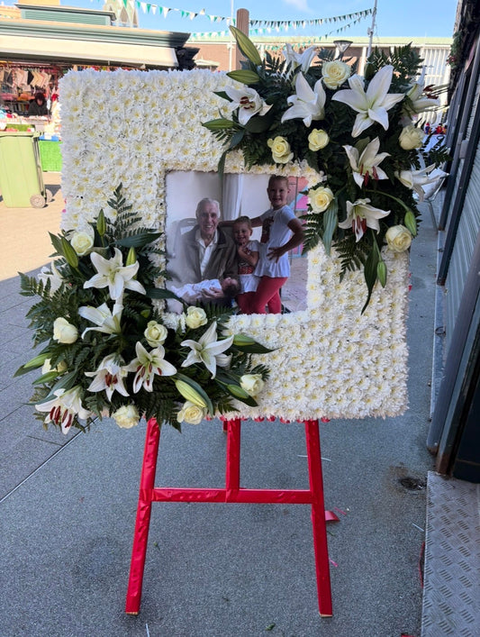 Large photo tribute on stand
